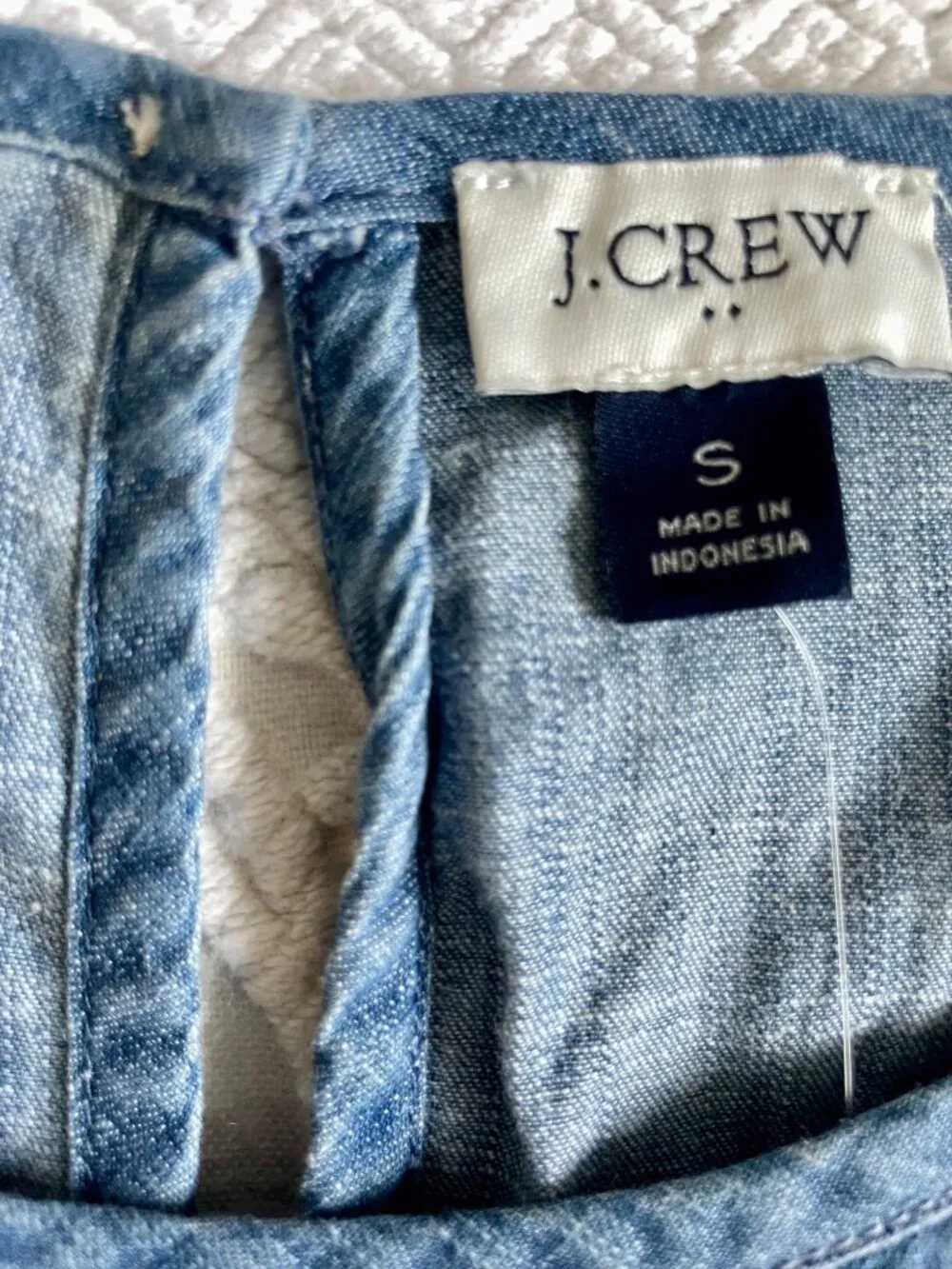 NWT J. Crew Cottage Chambray Puff-Sleeve Top Size Small
